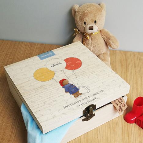 Personalised Paddington Bear Balloon Hinged Memory Box Extra Image 2